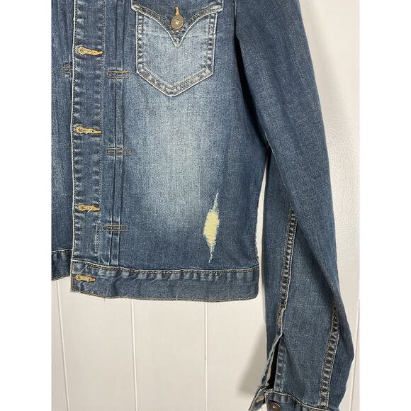 Hudson Jeans Women's Denim Jacket Intentional Distressing Size XL - Picture 6 of 8